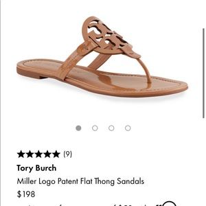 Tory Burch Miller Sandals - “Sand Patent” size 8